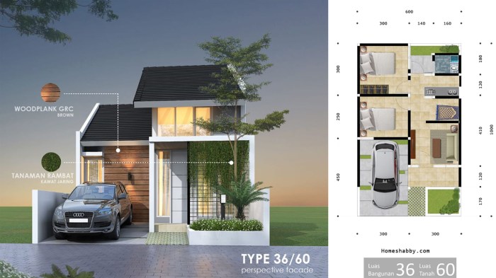 Desain ruang tamu modern type 36